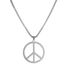 LIKGREAT Peace Necklace Peace Sign Symbol Pendant Necklace Box Chain Necklace for Women Men (silver)