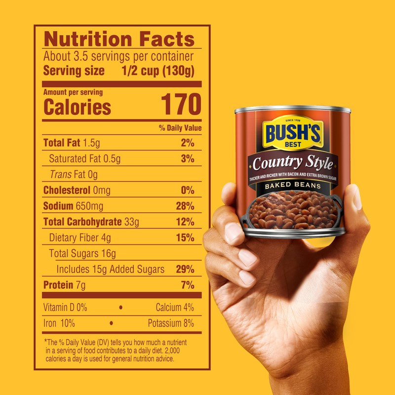 BUSH'S BEST 16 oz Canned Country Style Baked Beans, Source