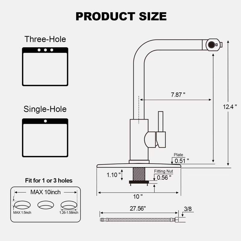 AVSIILE Single Hole Kitchen Faucets with Pull Down Sprayer, Single