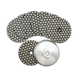 SHDIATOOL Dry Diamond Polishing Pads 4 Inch Sanding Disc Grinding Pads Set of 7 Pieces Plus an Alu Backer for Granite Marble Stone