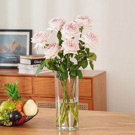 RosPynn Flower Vase Acrylic Cylinder,9.84" Tall Clear Vase for Centerpieces,Wedding Decorative,Home Décor, Non Breakable Plastic, 3.94"X9.84" Tall Round - Clear