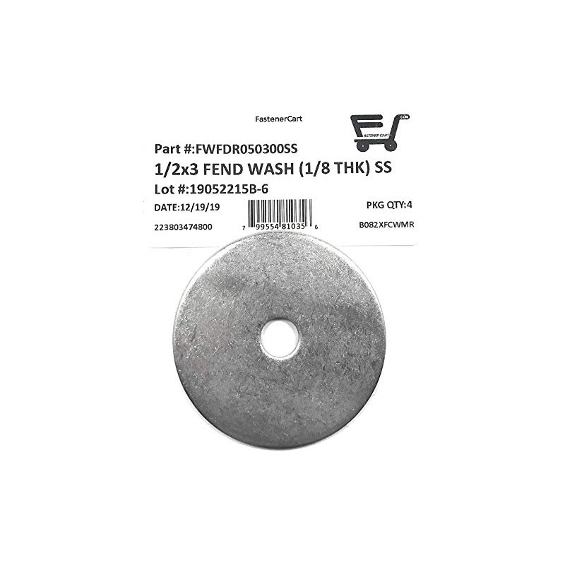 1/2 ID x 3 OD Stainless Steel Fender Washer Large