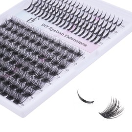 DF touchjoy Spike Lash Clusters Fluffy Cluster Eyelash Extensions with Wispy Individual Lashes 0.05mm Soft & Light D Curl DIY Mega Volume Eyelashes Spiky Self-apllication at Home