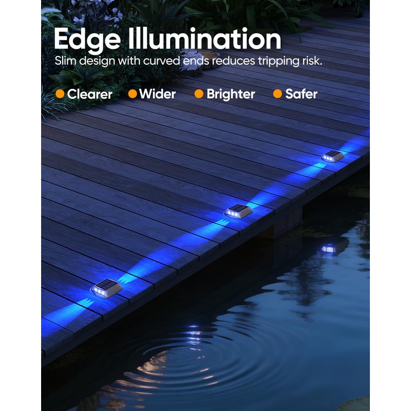 DetarZinLED Solar Driveway Lights Outdoor, 4 Pack IP68 Waterproof Dock