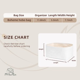 19Neat Thin Hobo Bag organiser Insert, Lightweight Purse Inner Compatible with Bohème Hobo Bag, Waterproof Dupontpaper Surface and Silky Satin Lining (Craie)
