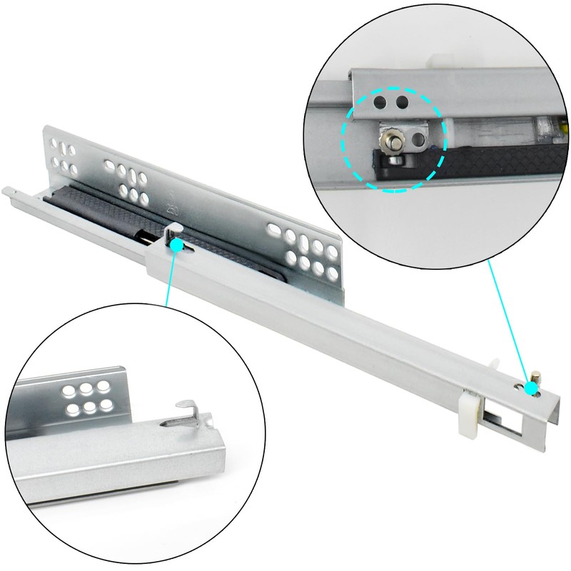 1pair 2 Section Bottom Mounted Drawer Slides with 80 lb
