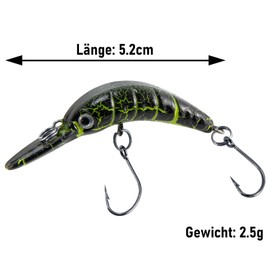 Dr.Fish Trout Wobbler Set Slow Sinking Wobbler 5.2 cm 2.6 g Running Depth: Approx. 0.5 m for Trout Pond Fishing Trout Bait with Single Hook in Catchy Colours
