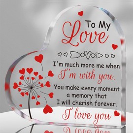 ORIGACH To My Love Acrylic Heart Gifts for Women Men Her Him Birthday Gifts for Boyfriend, Girlfriend, Husband, Wife, 3.9x3.9 Inch