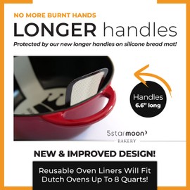 1 Silicone Bread Sling Dutch Oven Liner-Extra Thick Non-Stick Reusable Silicone Sourdough Bread Baking Mat with Long Handles, Sourdough Bread Baking Supplies (MultiUSA)