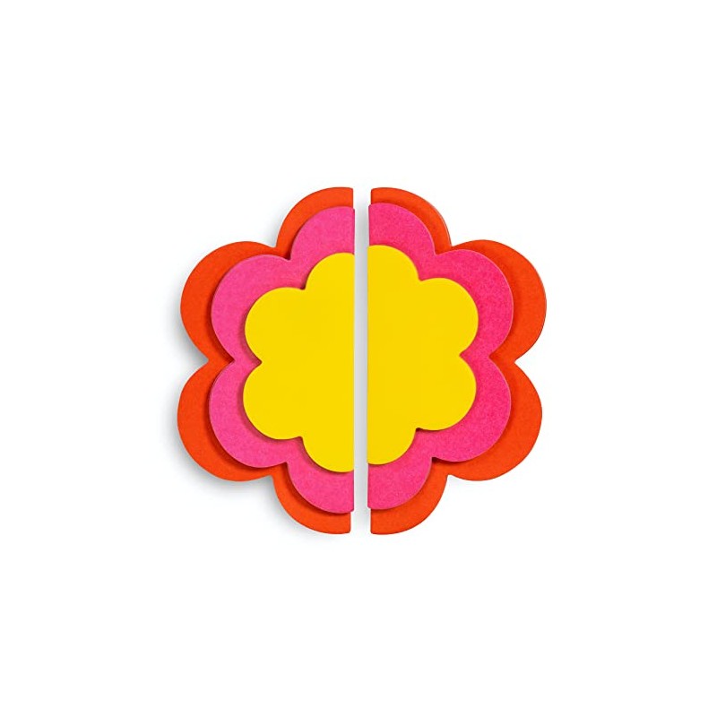 ban.do Yellow/Pink/Red Flower-Shaped Sticky Notes, Fun Office Supplies Set Includes