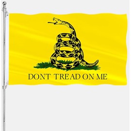 Dont Tread On Me Flag 3x5 Gadsden Flag Double Sided Outdoor Heavy Duty 3 Ply Polyester Material with 2 Metal Grommets, 4 Rows of Stitching Don't Tread On Me Snake Banner
