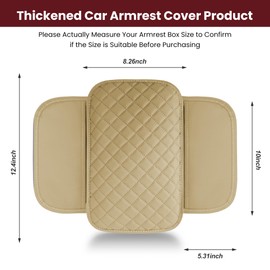 Upgraded Car Middle Center Console Cover,Microfiber Leather Car Armrest Cover Cushion with 2 Storage Bags,Universal Car Armrest Storage Box Car Interior Accessories for Most Vehicles (Beige)