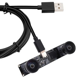 Svpro Dual Lens USB Camera Module 1080P 60fps UVC Industrial Camera Board Synchronisation Recording in Colour with Dual M12 Lens, Distortion-Free Wide Angle Board Camera for 3D, VR, Biometric