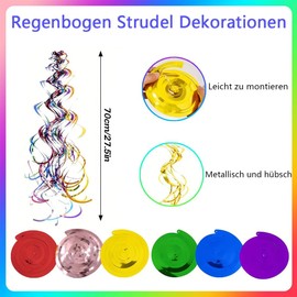 HSYTEK Pack of 12 Hanging Spiral Garland, 6 Colours Spiral Garland Decoration, Double Helix Spiral Rings Wreath for Birthdays, Weddings, Parties