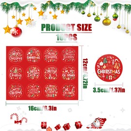 WELANE Merry Christmas Stickers, 120 PCS Christmas Envelope Stickers for Cards, Gifts (3.5cm/1.37in)