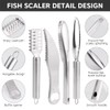 8PCS Fish Scaler Remover, Stainless Steel Fish Scaler with Gloves,