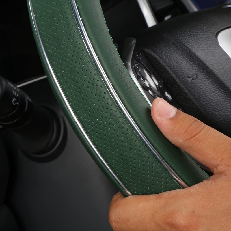 ALEMODR Custom Leather Steering Wheel Cover for Ford F-150, F-250,
