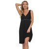 Mnemo Women's Sexy Pyjamas Lace Nightdress with V-Neck, black, L
