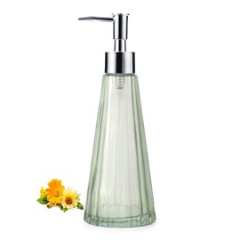 IVAILEX 10oz/300ml Hand Soap Dispenser Bathroom, Kitchen Soap Dispenser, Glass Soap Dispenser with Silver Rust Proof Pump, Liquid Soap Dispenser with Elegant and Beautiful Color(green)