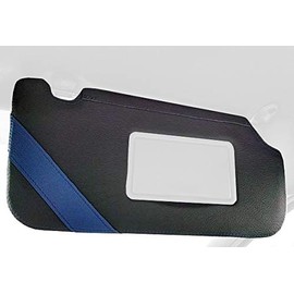 RedlineGoods sun visor covers compatible with Ford Focus Mk3 2011-18. Tailor made - not universal! Genuine top-grade Italian Black leather with Blue thread