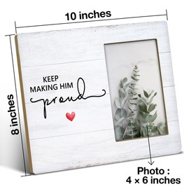 NGAEAK Memorial Gifts for Loss of Dad, Keep Making Him Proud Wood Picture Frame Keepsake Sympathy Gifts for Loss of Loved One, Bereavement Gift Idea, Display Photo 4 X 6 Inch