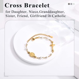 EYQV Confirmation Gifts for Teenage Girl Catholic Virgin Mary Cross Bracelet Confirmation Gifts for Daughter Granddaughter Niece Sister in Catholic with Confirmation Card
