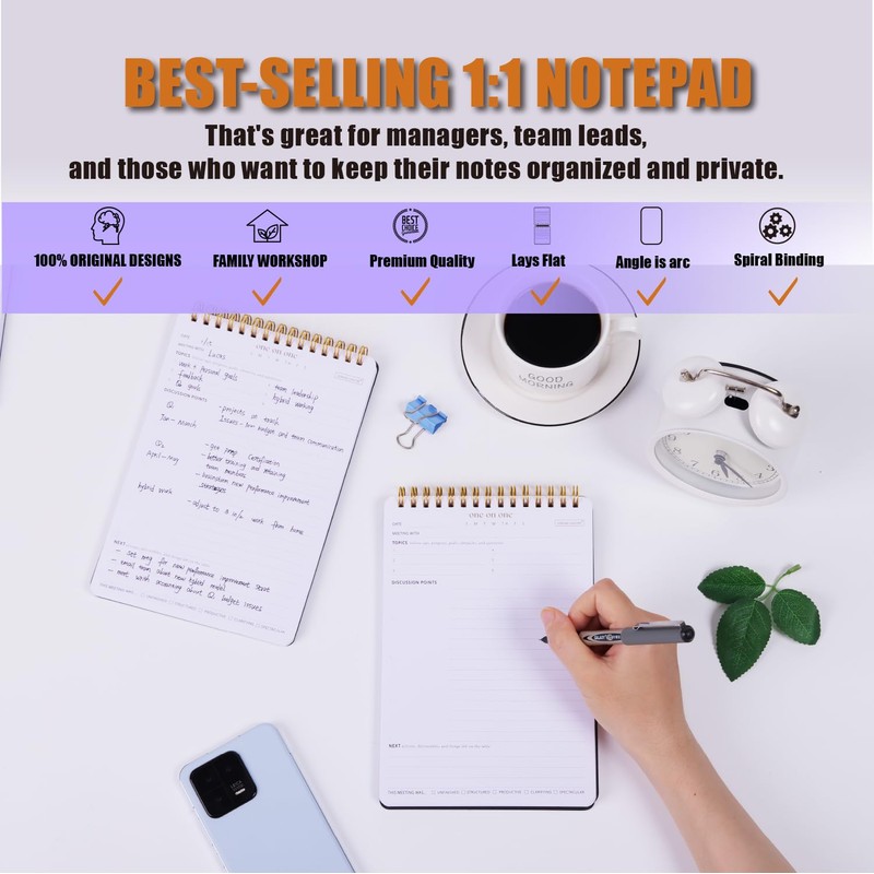 ZERONE CENTRE Productivity Notepad Suite (One on One-Black-A5)