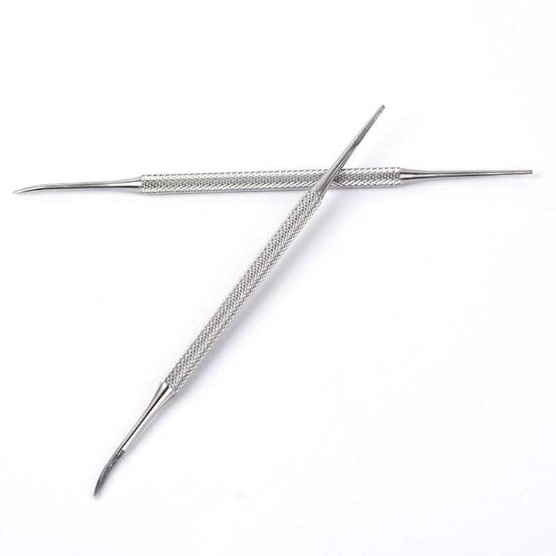 2pcs Stainless Steel Nail Groove Dirt Pick Double Head Toenail