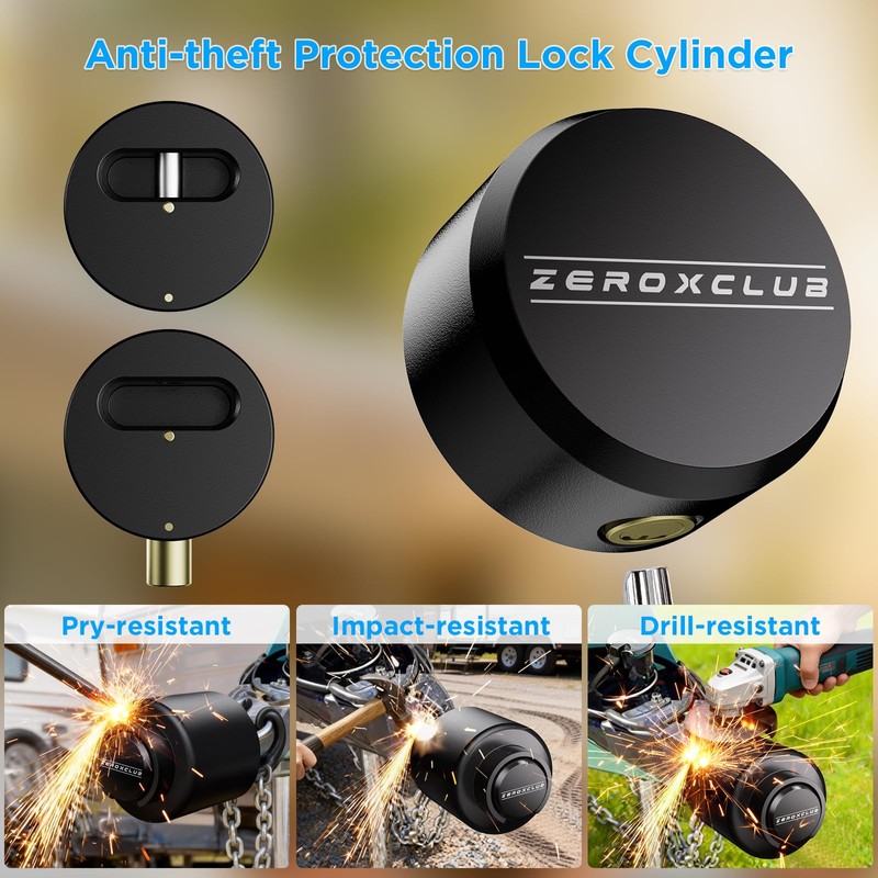ZEROXCLUB Upgraded Trailer Lock Fits 2-5/16 Inch Coupler, Safety Chains