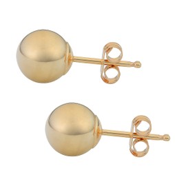 14k Yellow Gold 6 MM Ball Stud Earrings Minimalist Jewelry for Women