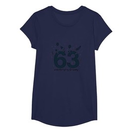 63 and Defying Gravity Birthday Gift for Seniors T-Shirt, Girls, Navy Blue