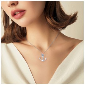 Dishowme Anchor Pendant Necklace Crystal Rhinestone Rose Flower Necklace Twisted Leaf Jewelry for Women Girls, Rhinestone Metal, Rhinestone