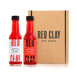 Red Clay Original Hot Sauce & Carolina Hot Sauce in Red Clay Gift Box - Cold-Pressed Fresno Peppers, Chef-Crafted - Gluten Free, 0 Calories, 0 Carbs, Sugar Free - Keto Friendly - 5oz, 2pk