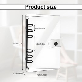 MUNTE Pack of 2 ring binder A6 refillable 6 holes, ring binder A6 made of PVC, ring binder with transparent lid, with black iron clamp, easy to carry, can be used in offices and school