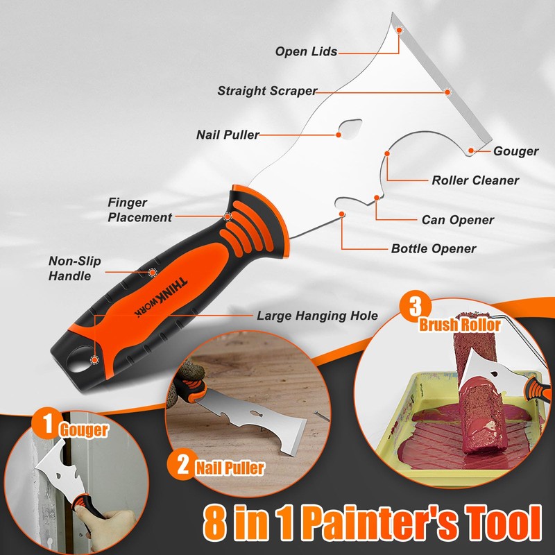 THINKWORK Drywall Knife Set, 10Pcs Drywall Tools Include Stainless Steel