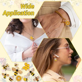 Ptwola 20pcs Bee Charms Honeycomb Earring Charms Rhinestone Bee Pendants Bulk Bee Keychain Accessories Cute Craft Supplies for DIY Bangles Earrings Jewelry Making Bracelets Necklaces Crafting