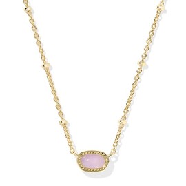 Kendra Scott Mini Elisa 14k Gold-Plated Satellite Short Pendant Necklace, Fashion Jewelry for Women, Purple Amethyst