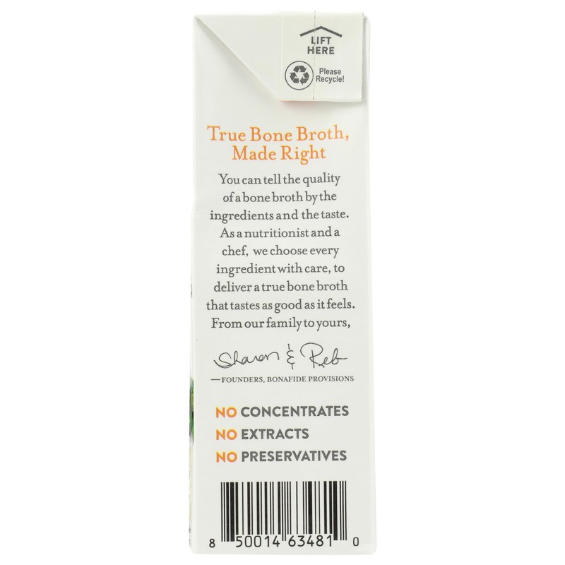 BONAFIDE PROVISIONS Organic No Salt Added Chicken Bone Broth, 16.9