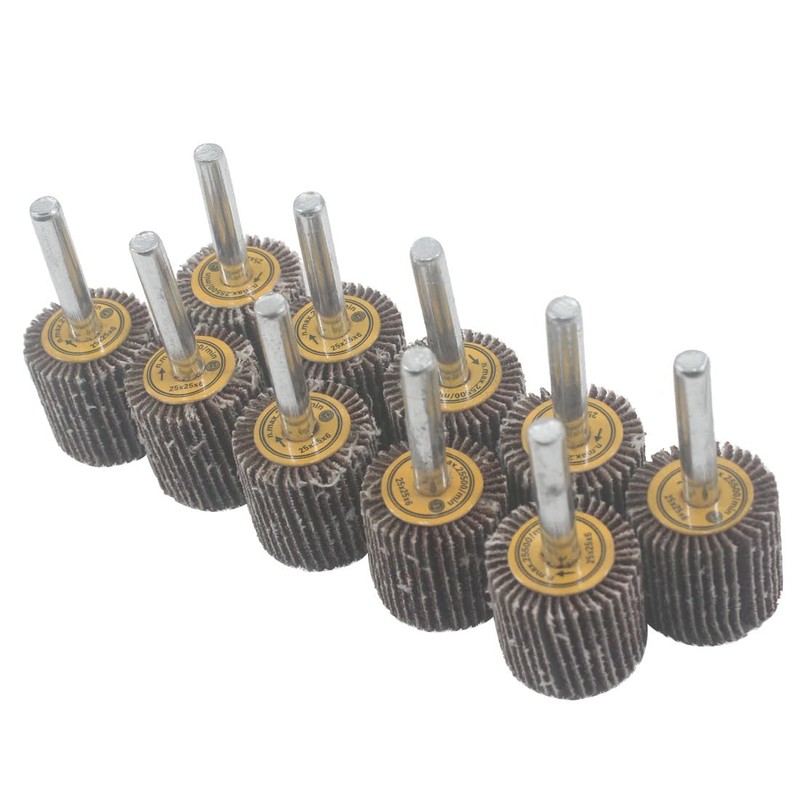 JUNLIXN 10 Pcs 25mm Flap Wheels, 1/4'' Shank 80 Grit