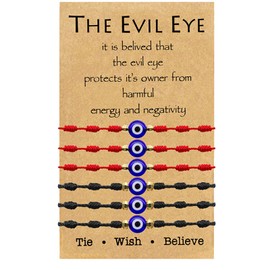 Zinx 6Pcs Evil Eye Bracelets for Women Men Good Luck Bracelets Protection Couple Friendship Family Dainty Strings Lucky Charm Bracelets Jewelry Gifts for Birthday-RDBK
