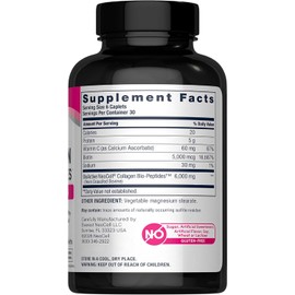 Collagen Peptides Tablets with Vitamin C and Biotin Grass Fed Bovine Collagen Supplement for Hair Skin Nails for Women and Men 180 Tablets