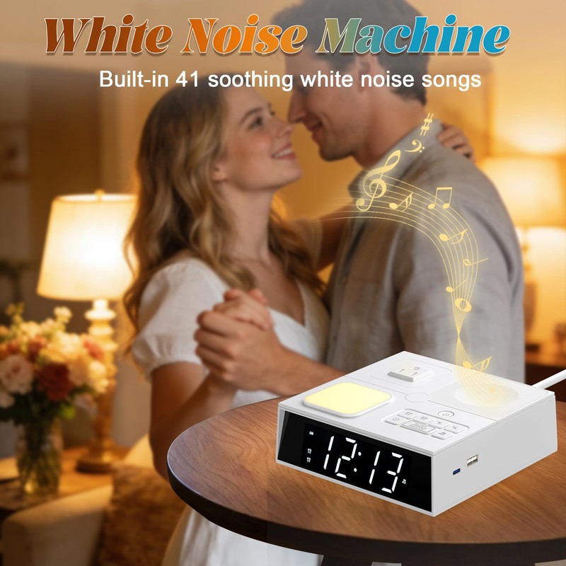 Multi-Functional Sleep Sound Machine with Clock, 41 Built-in Soothing White