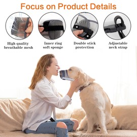 Denwwico Dog Muzzle, Breathable Adjustable Soft Mesh Muzzle for Small Medium Large Dog Mouth Guard, to Prevent Biting, No Bark for Dogs Allow Panting Drinking (Gray, S)