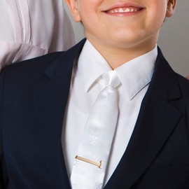 First Communion Tie Clips for Boys, Chalice and Host Clip on Accessory for Neck Ties, Religious Gifts, 1.75 inches