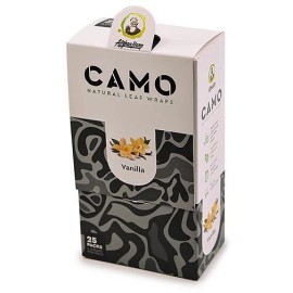 Camo Wraps Natural Leaf Vanilla Self Rolling Herbal Wraps (Full Box, 25 Pouches)