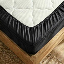 Yamel Hogar Juego de Sábanas 3200 Hipoalergénica con Tecnología Fresh Care Lisas de Microfibra. (Negro Rayado, Individual)                            
