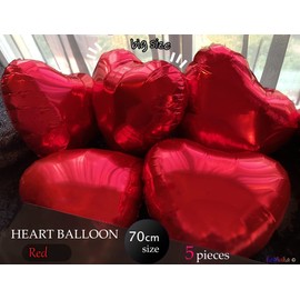 FAMULIA Heart Balloons, Valentine Balloons, Large, Red, Aluminum Balloons, 27.6 inches (70 cm), Set of 5 (red) Decoration, Stores, Weddings, Heart Shaped
