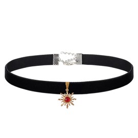 BEARJIA Boho Sun Necklace for Women Sun Choker Necklace Natural Stone Healing Necklace A Sparkling Purple Natural Stone Necklace Gift for Women (red)