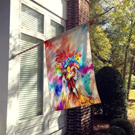 Caroline's Treasures Hippie Animal Polish Poland Rooster House Flag Large Porch Sleeve Pole Decorative Outside Yard Banner Artwork Wall Hanging, Polyester, House Size, Multicolor