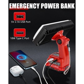 20V Light for Craftsman V20 Li-ion Battery, 40W 4200LM for Craftsman Light with 5V/2.1A USB Port,18W Type C Port 110° Pivoting Head Led Work Light Floodlight Spotlight